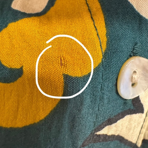 Figueroa Floral Print Button Front Dress 3/4 Sleeve Roll Tab M - Picture 2 of 8